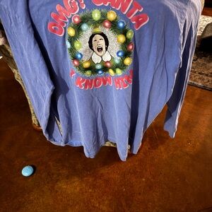 Festive Blue Graphic Long Sleeve Tee